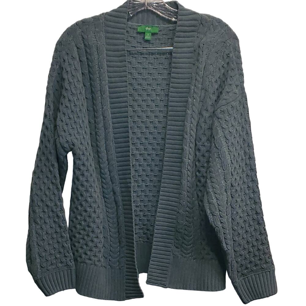 Dip Women's Open Front Teal Knit Sweater Cardigan Size Small